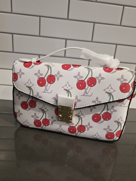 Source Unknown Handbags - Cherry Print Crossbody Bag with Gold Hardware